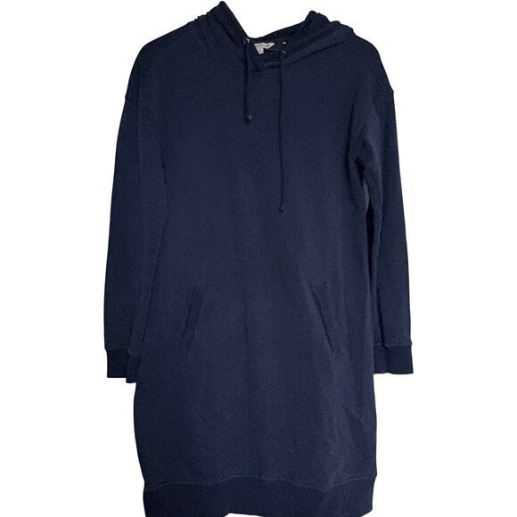 Toad&Co Hemp Daybreaker Hooded Dress Navy Small Cozy Fall Cabincore Boho - Picture 3 of 8
